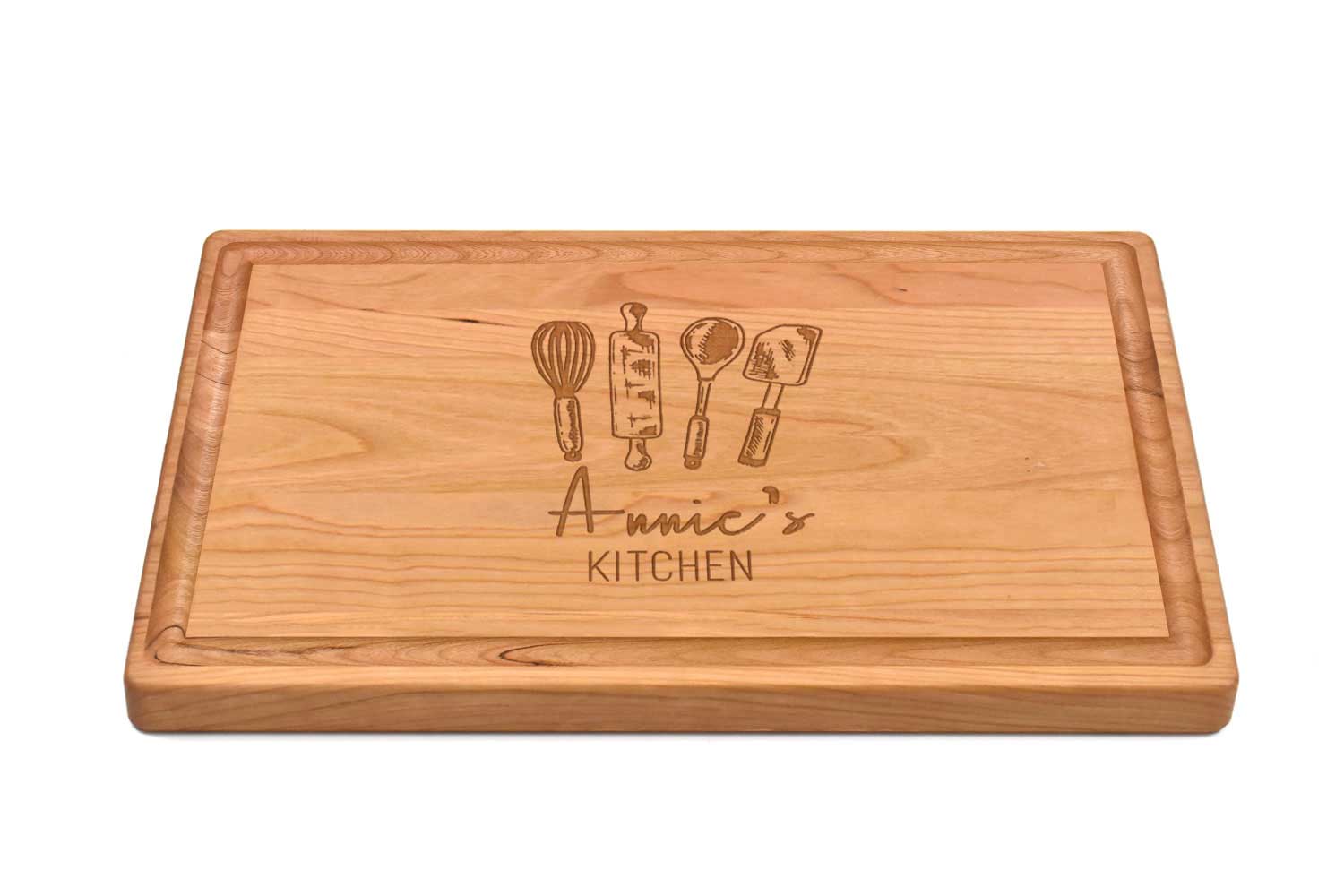 Cherry Rectangular cutting board with rounded corners & juice groove