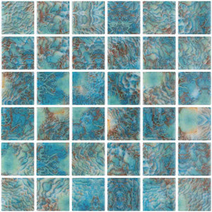 Glass Pool Mosaic Tile Coral Reef Green 2x2 for pools and spas