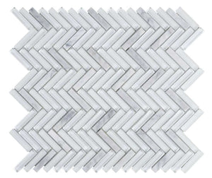 Herringbone Glass Stone Tile Carrara for backsplash and bathroom