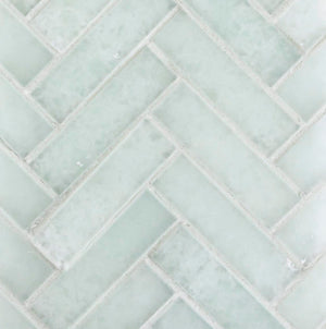 Fluid Herringbone Glass Tile Frosted ice for kitchen and bathroom