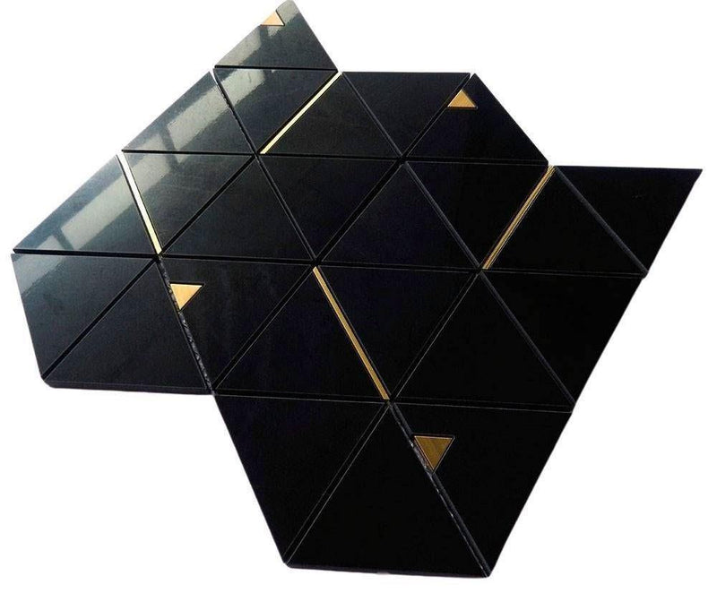 Inlay Brass Gold Black Tile Pyramid-Mineral Tiles