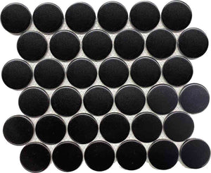 Matte Porcelain Mosaic Tile Rounded Black 2'' for floor and walls