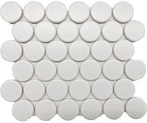 Matte Porcelain Mosaic Tile Rounded White 2'' for floors and walls