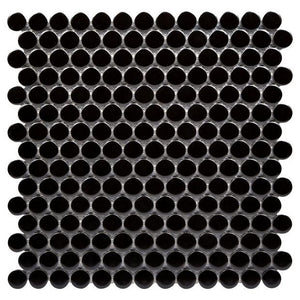 Penny Round Mosaic Tile Black Honed for kitchen backsplash, bathroom and showers