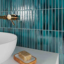 Blue Bathroom Wall featuring the Watercolour Stick Mosaic Tile Blue Sapphire