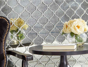 Antique Mirror Glass Tile Arabesque 6x7 for backsplash, featured walls, and retail stores