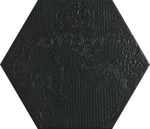 Studio Hexagon Texturized Black Porcelain Tile 9x10