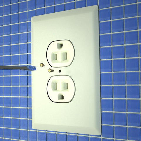 Installing backsplash mosaic tiles around electrical outlets - 10