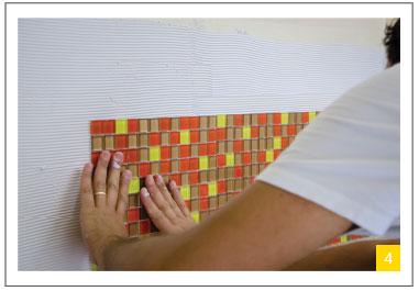 Backsplash DIY: Applying mosaic tile sheets onto the walls